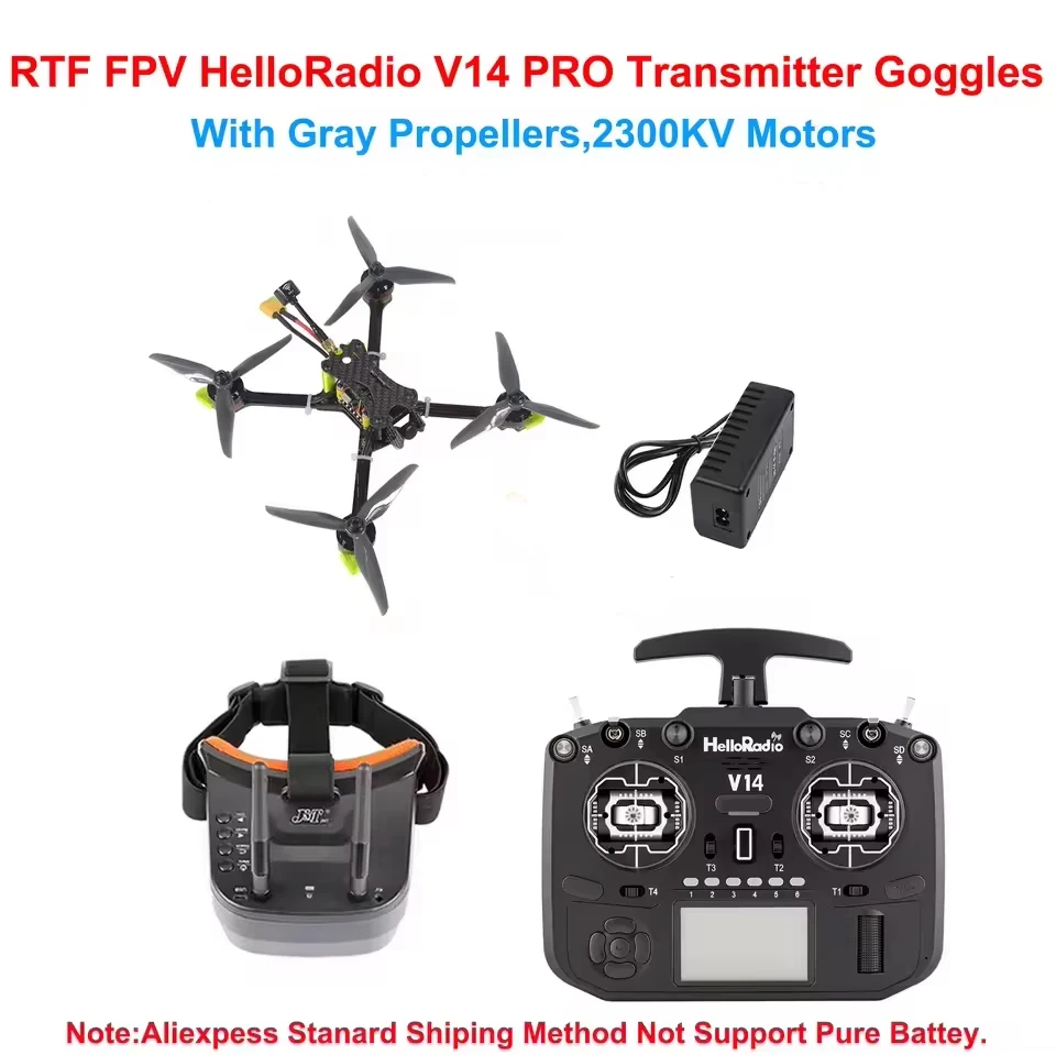 Drone FPV Course CineLog 35 posé, détails du moteur et de l'antenne VTX.