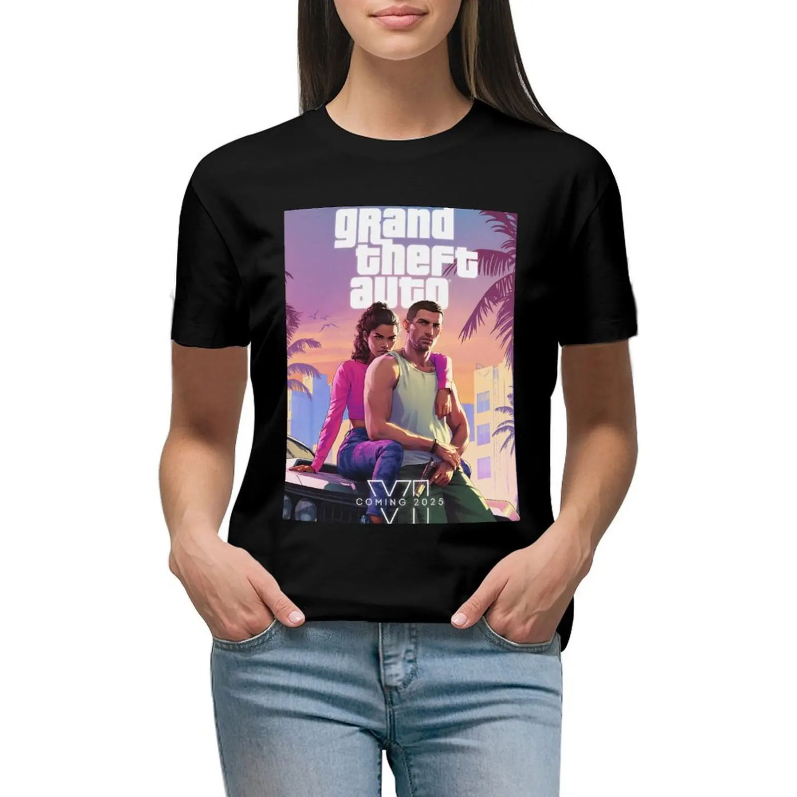 

GTA 6 Vice City T-shirt summer tops female shirts graphic tees Woman clothes