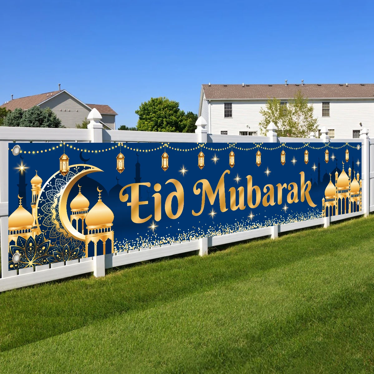 

Eid Mubarak Banner Flag Ramadan Kareem Outdoor Banner Ramadan Decoration for Home 2024 Islamic Muslim Party Happy Eid Al Adha