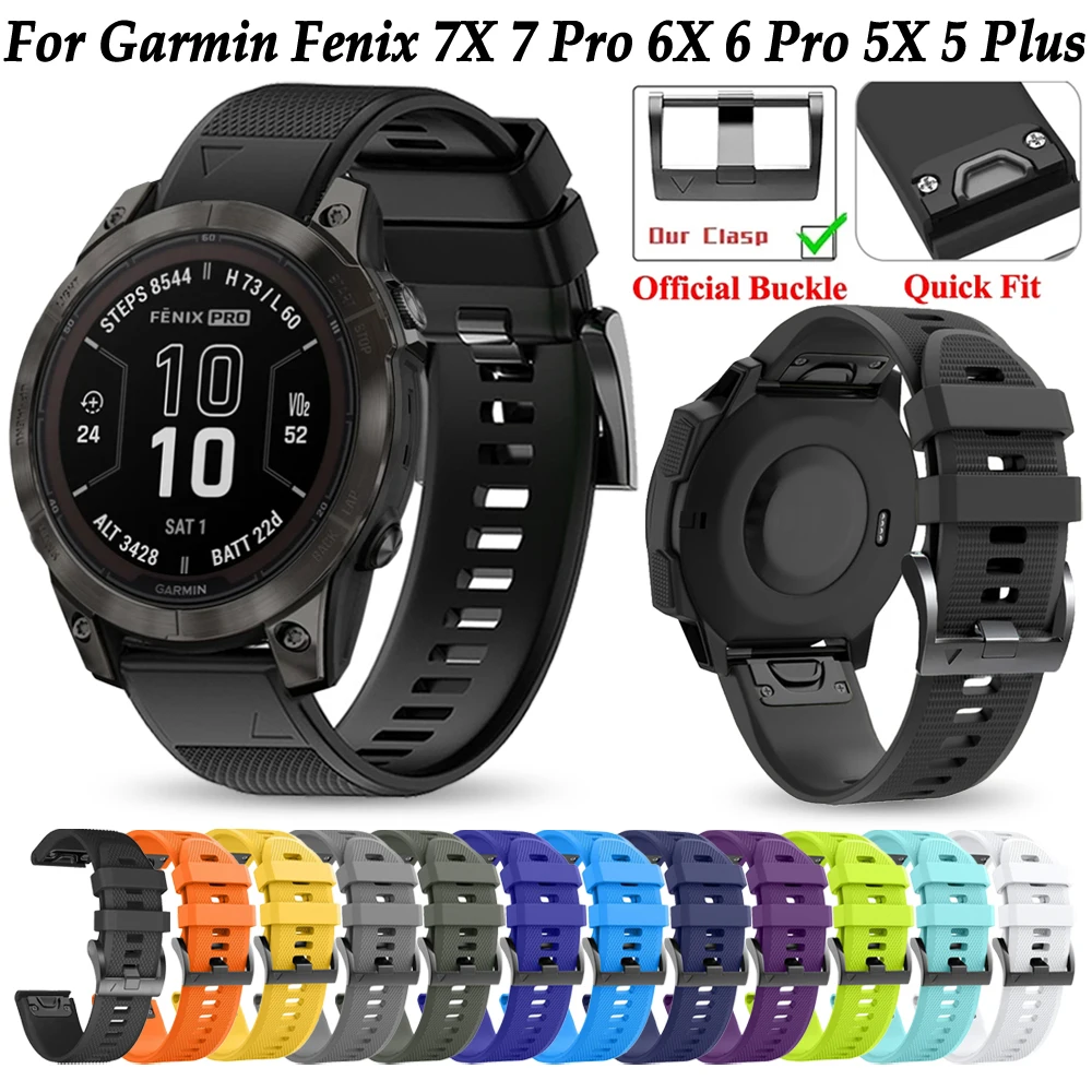 Cinturini Per Orologi Quickfit 22/26Mm Per Garmin Fenix 7 7X Pro Sapphire Solar 6X 6 Pro 5X 5 Plus Cinturini Braccialetti In Silicone