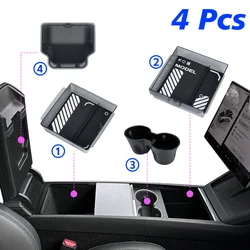 Enhanced Console & Armrest Storage Box with Non - slip Mat and Watercup Holder (Translucent 4 Pcs)