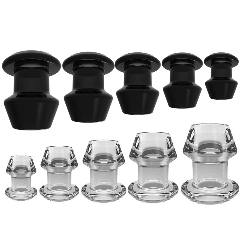 Anal Plug Dilator Hollow Anal Plug Vagina Anus Dilator Transparent Dildo Buttplug Anal Expander Butt Plug Speculum Peep BDSM Sex Toys For Women