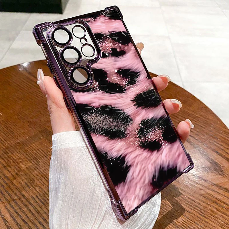 Pink Leopard Print Transparent Phone Case Cover