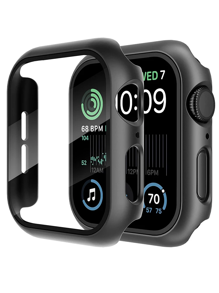 

Glass+Cover For Apple Watch case 9 8 7 6 SE 5 3 iWatch Accessorie Screen Protector Apple watch serie 44mm 40mm 41mm 45mm 42 38mm