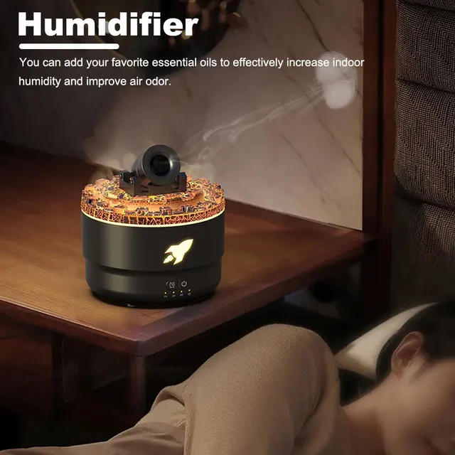 Volcanic Crack Cannons Humidifier Essential Oil Diffuser with Timer RGB Cannon Blast Aroma Humidifier Aromatherapy Diffuser 4