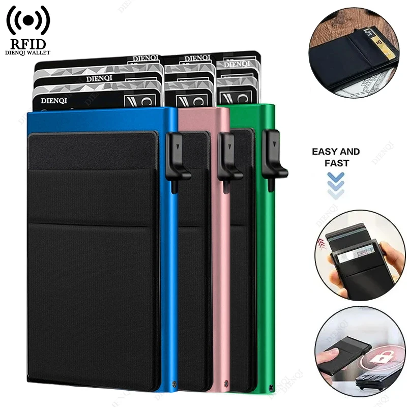 Luxury RFID Slim Minimalist Metal Wallet for Men - Thin Credit Card Holder Case