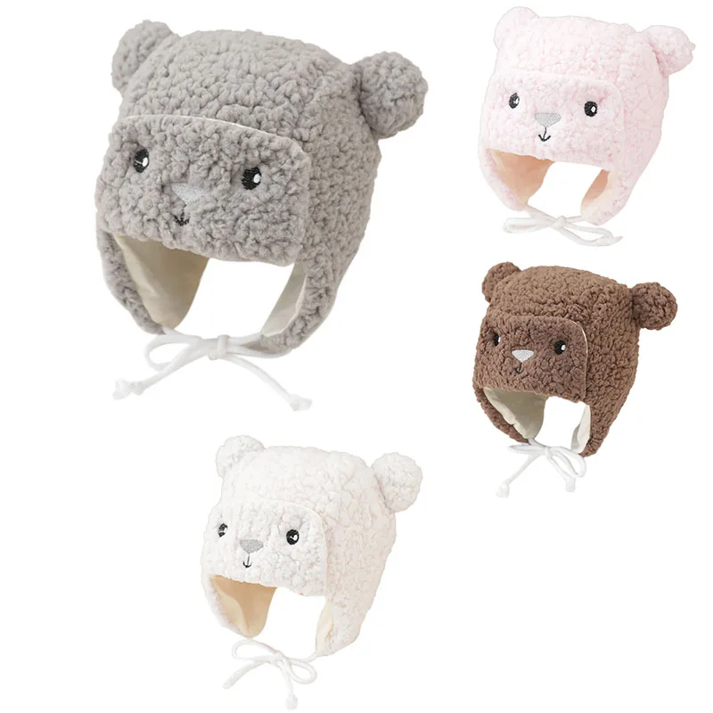FBIL-Baby Accessories Newborn Kid Warm Earmuffs Hat Lamb Wool Girl Boy Hemming Winter Ski Cap Plush Cartoon |