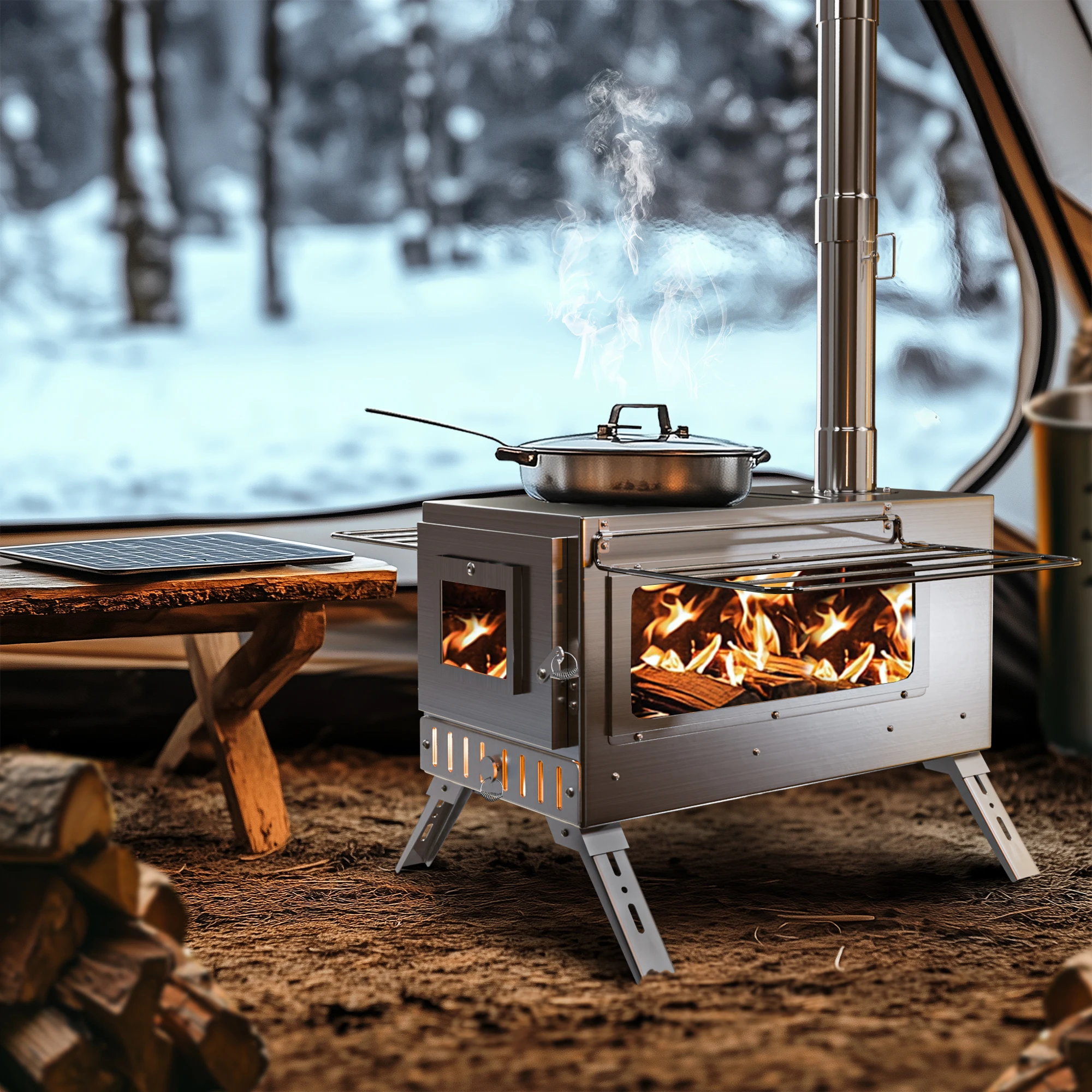 Portable Camping Tent Wood Stove 1