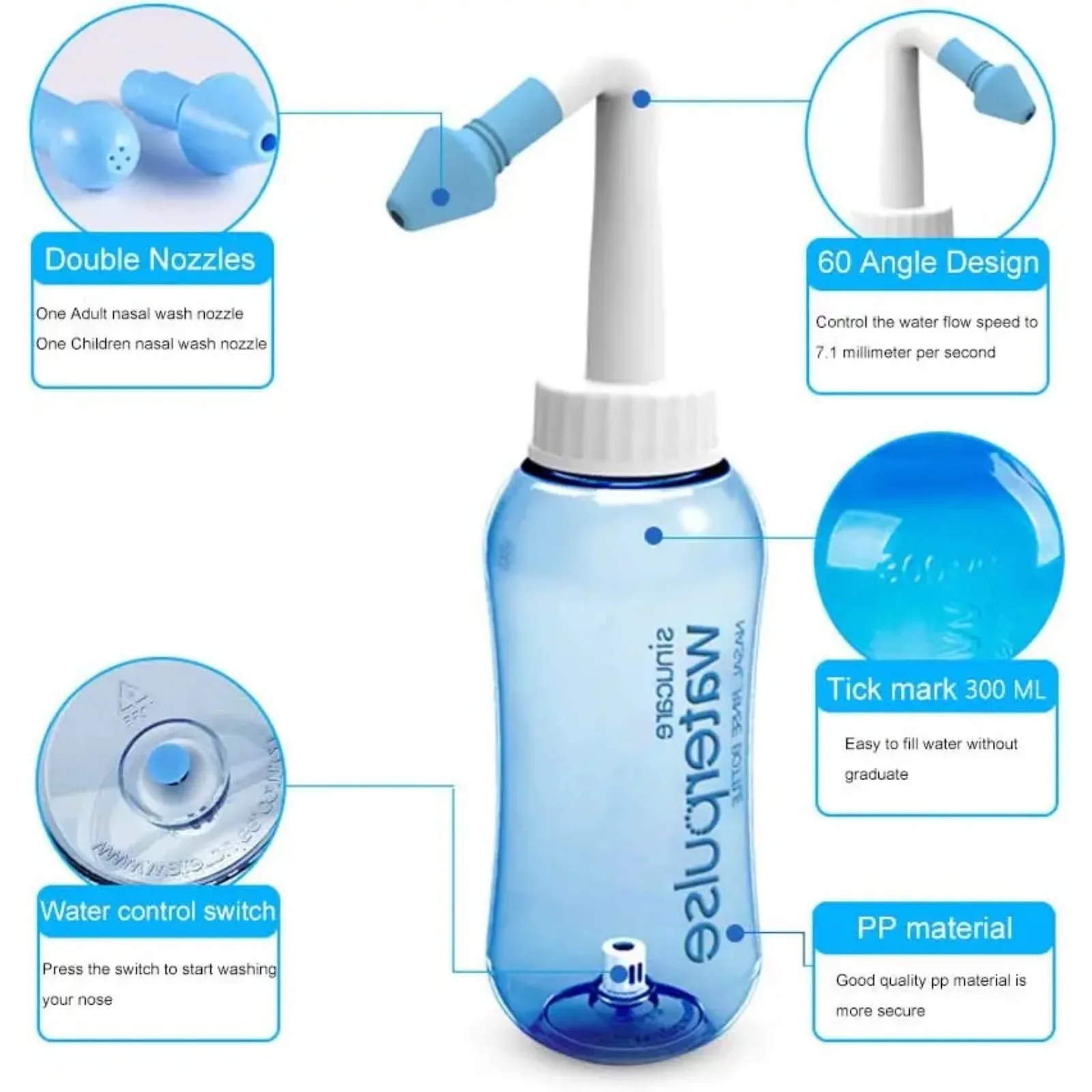 Nasal Rinse Bottle 300ml 500ml for Nasal Irrigation nasal rinse bottle
