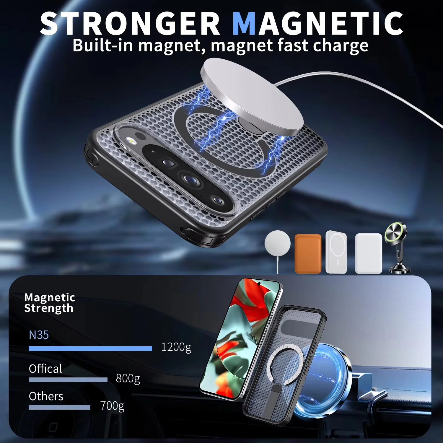Magnetic Cooling Shockproof Phone Case with Mesh Ventilation and Wireless Charging Compatibility