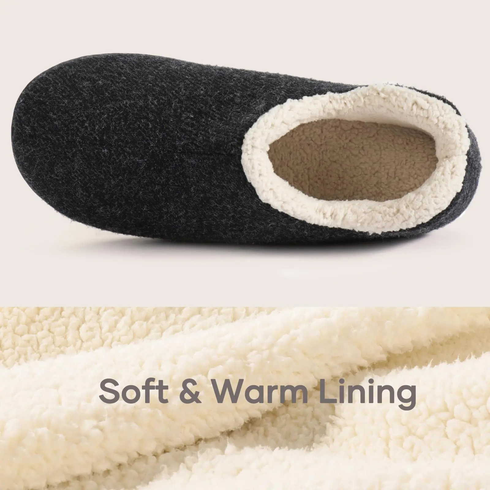 Warm Non Slip Memory Foam Slippers For Men Indoor Outdoor