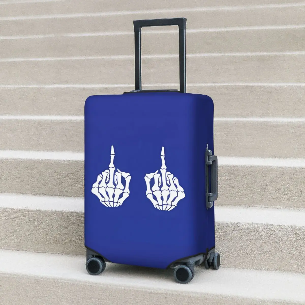 

2023 Travel Suitcase Cover Middle Finger Skeleton Skull Anime Business Flight Practical Luggage Case Protection