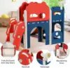 8-in-1 Large Toddler Slide, L-Shaped Kids Slide Long Slope, Baby Climber Slide Playset Enclosed Steps,Telescope,Basketball Hoop 6