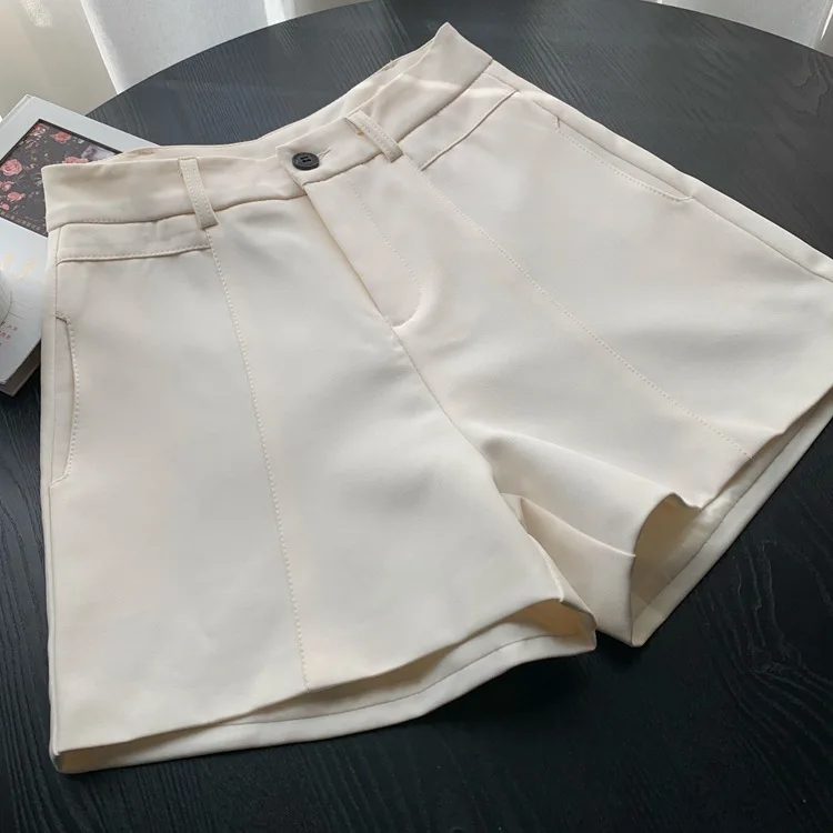 mom shorts Women Shorts Spring Summer Casual High Waist A-line Shorts 2022 Loose Wide Leg Shorts Chic Lady Black White Suit Shorts X157 old navy shorts Shorts