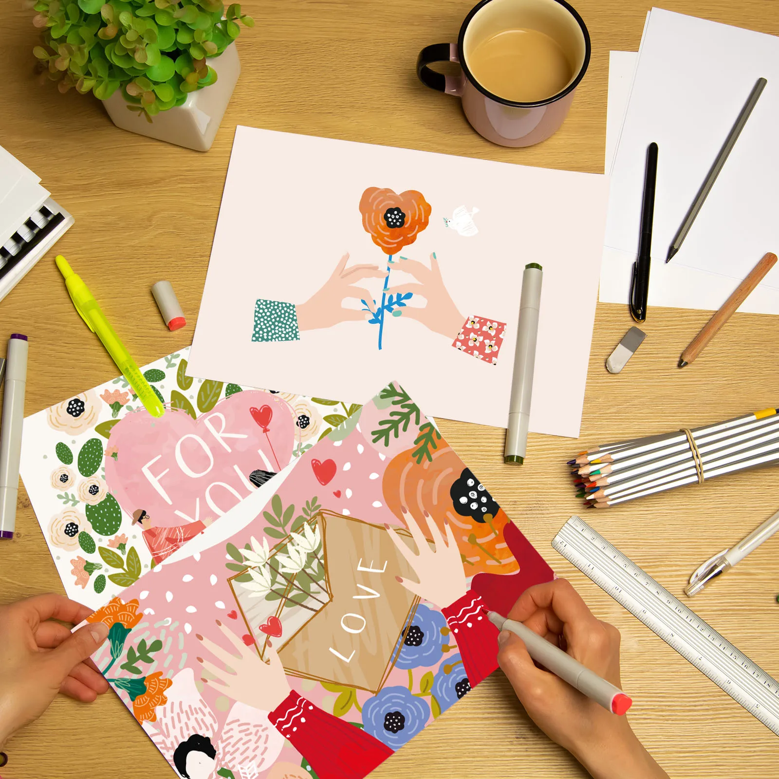Watercolor Paper 24Sheet 300gsm 100% Cotton Pulp Fine/Medium Coarse Texture Blank Card Acid-Free watercolor paper