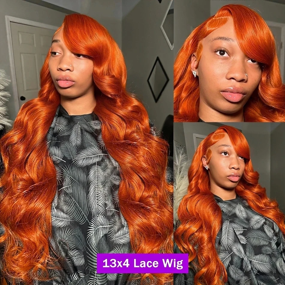 13x6 Hd Lace Frontal Orange Ginger Human Hair Wig 2