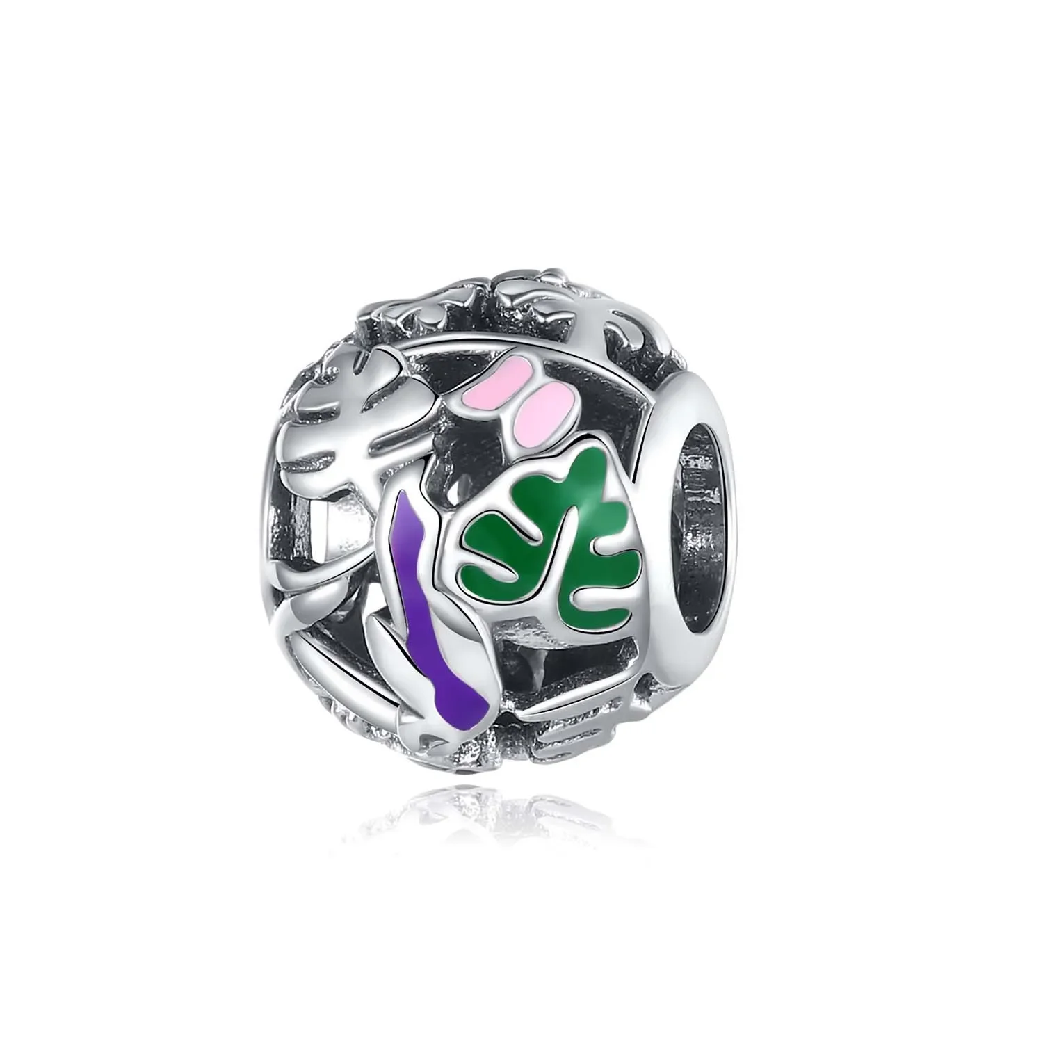 Elegant Orange Flower Charm in 925 Sterling Silver - Versatile Jewelry Accent for Bracelets, Keychains, and More