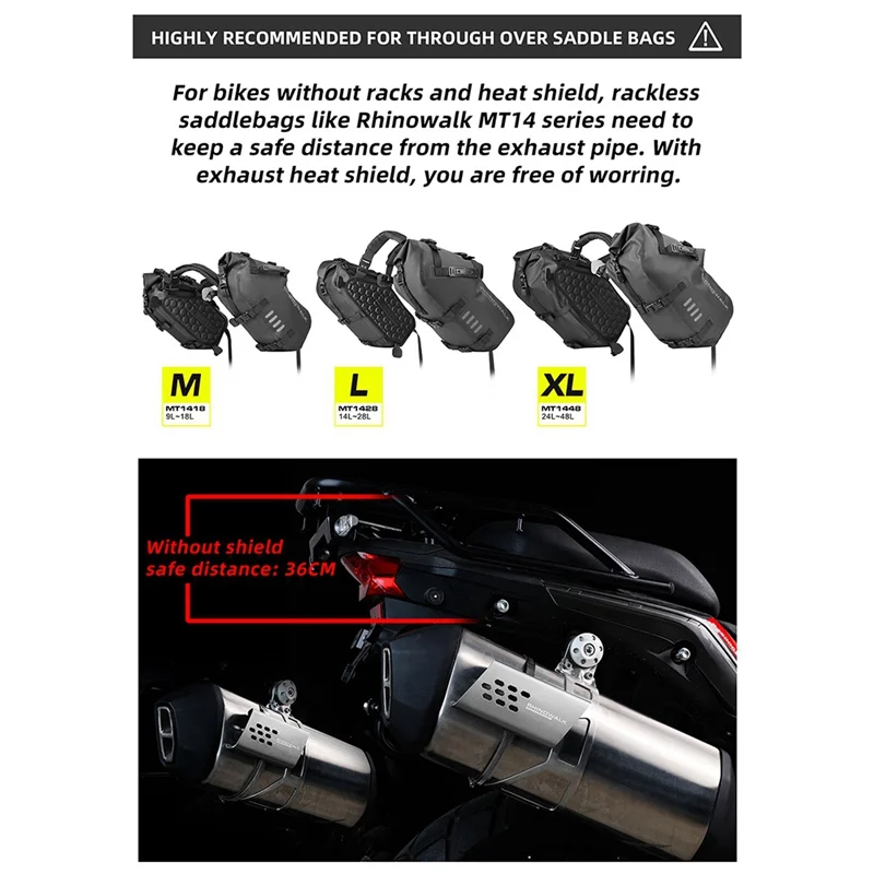 Rhinowalk Motorcycle Exhaust Pipe Protector Heat Shield Cover Universal Motor Guard Anti-Scalding Cover Accessories F 2