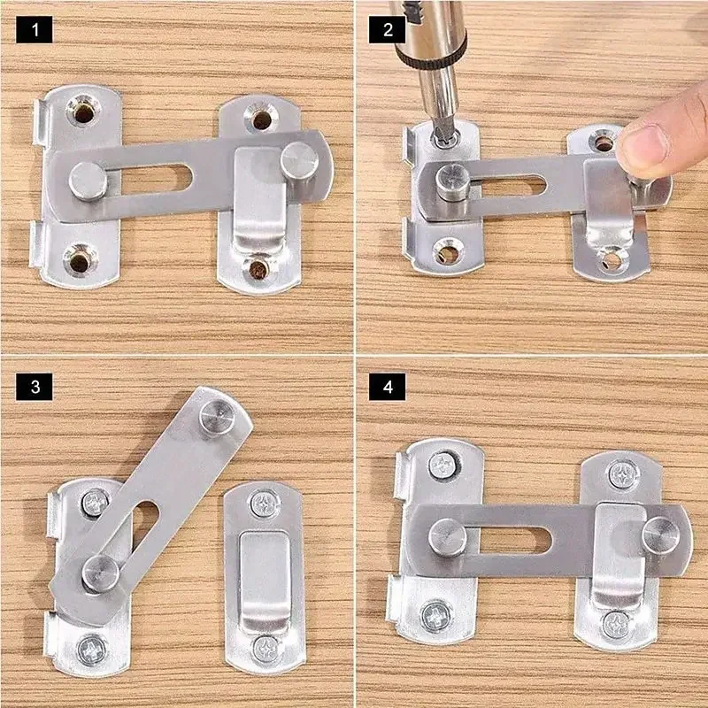 1Pcs Stainless Steel Sliding Barn Door Lock Hardware Gate Latches Window Closet Matte Black Silvery sliding door latch
