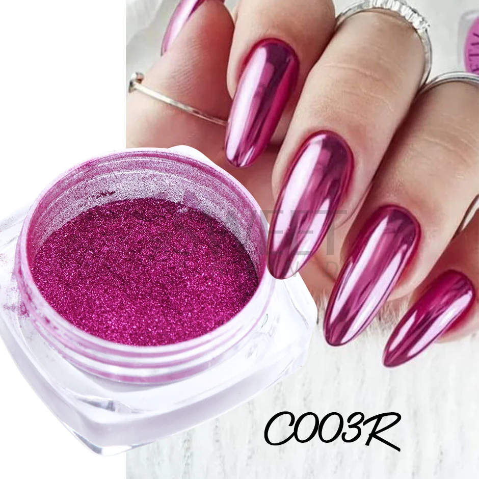 1Box Red Mirror Powder Nail Glitter Valentine Metal Color Chrome Pigment Nail Art Decoration Gel Polish Manicure Rubbing Dust