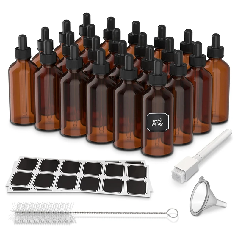 

24 Pack Amber Glass Dropper Bottle 4 Oz Amber Dropper Bottle Dropper Bottle With Dropper Fit For Oil Leakproof Tincture Bottles