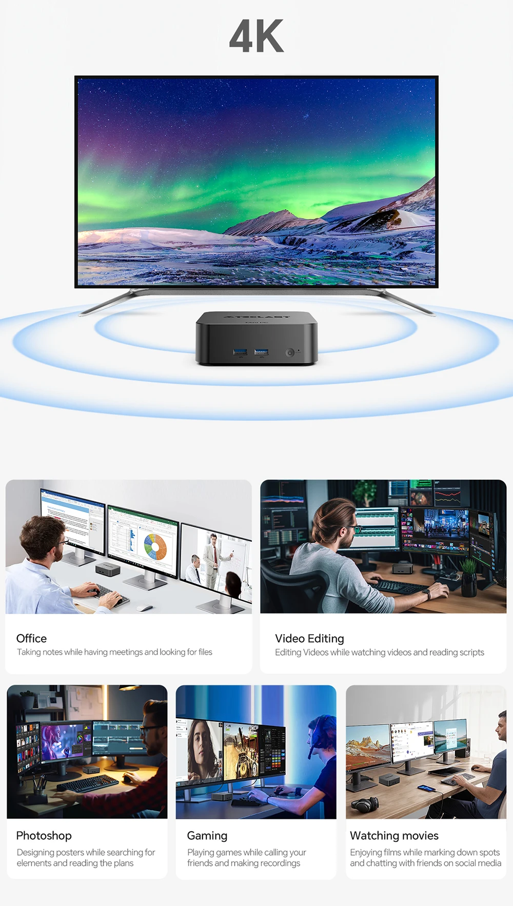 Mini PC Intel N95 12th Gen Processors DDR4 16GB RAM 256GB/512GB