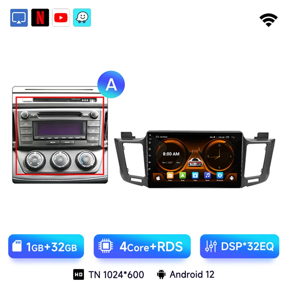 Autoradio Android 14 Carplay 2 Din Para Toyota Rav4 | Cuotas sin interés
