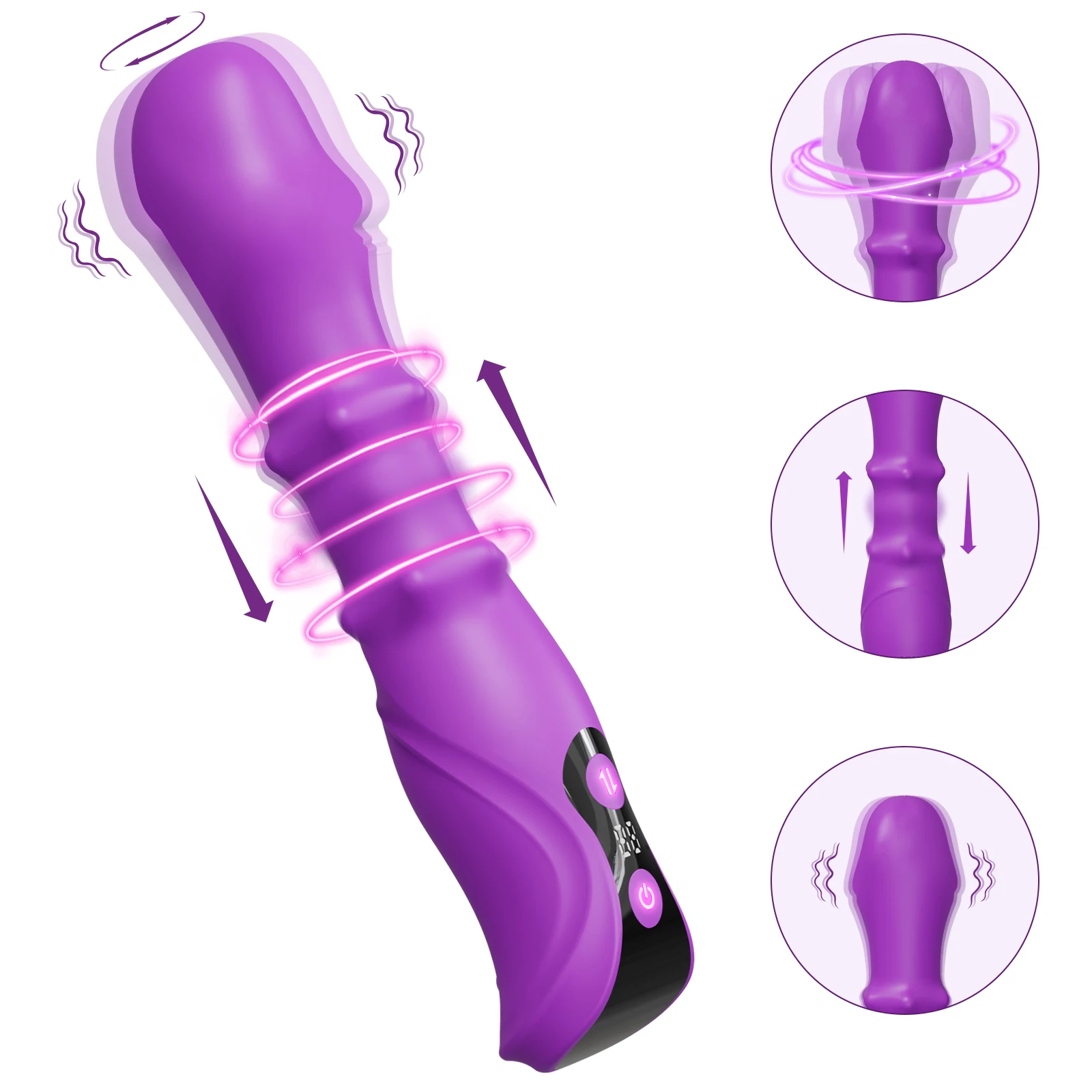 Teleskop-Schwingvibrator für Frauen, 3-in-1-Stimulator für Klitoris und G-Punkt, Stoßperlen, Dildo, weibliche Masturbation, Sexspielzeug für Erwachsene_voghion.com