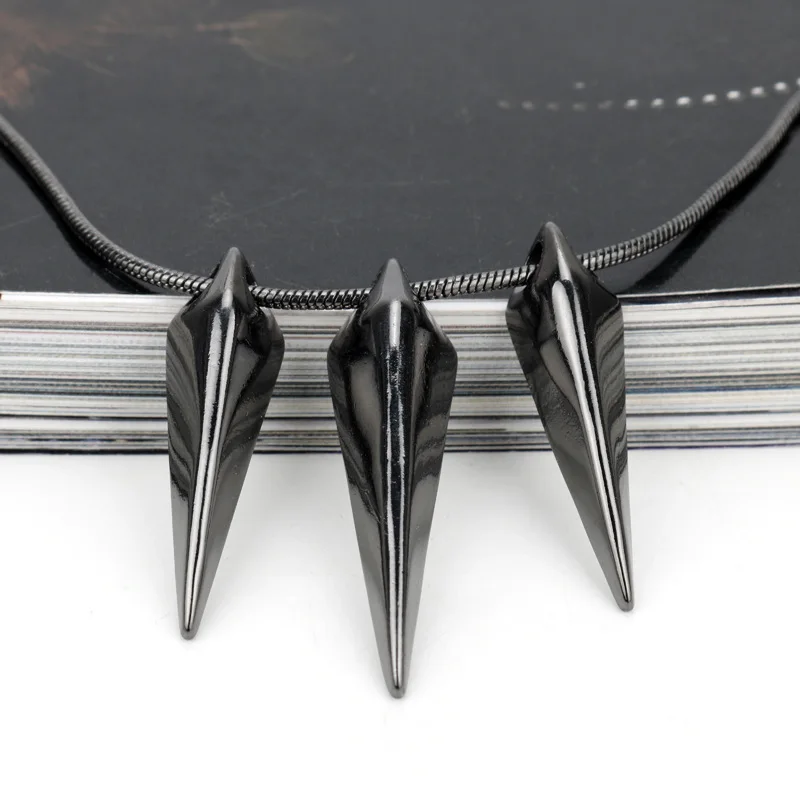 masquerade mask necklace pendant half face mask Black Panther Necklace Black Panther Mask Wolf Teeth Plated Gold Pendant Clavicle Chain
