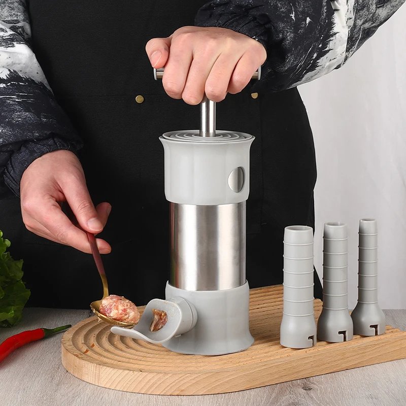 

Колбасный шприц из нержавеющей стали, горизонтальная колбасница, кухонный инструмент для домашнего приготовления колбасы, наполнитель для колбасы