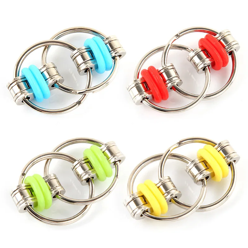 Antistress Fidget Toys Bike Ring Chain Adults Kids Relieves Stress Hand Spinner Keychain Toys For Decompression Children Gifts