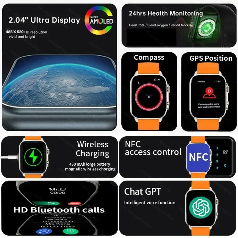 2025New Smartwatch Official Original Hello Watch 4 Plus ULTRA2 49mm AMOLED 4G ROM NFC GPT Compass Bluetooth Call Clock Men Women 3