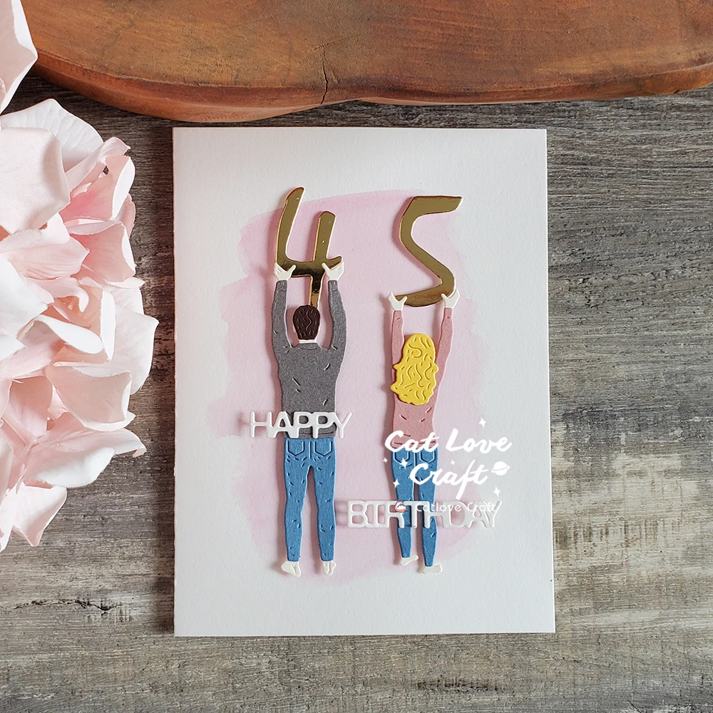 숫자를 들고 가족 배경 금속 절단 다이 스크랩북 스텐실 다이 컷 카드 만들기 공예 엠보싱 새로운 다이