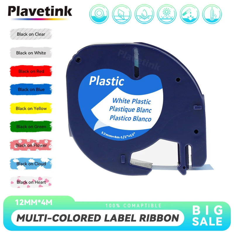 

PLAVETINK 1PCS multicolor Label tapes Compatible for DYMO LetraTag 12mm*4m LT12267 91201 91202 91203 91204 91205 for Dymo LT-100