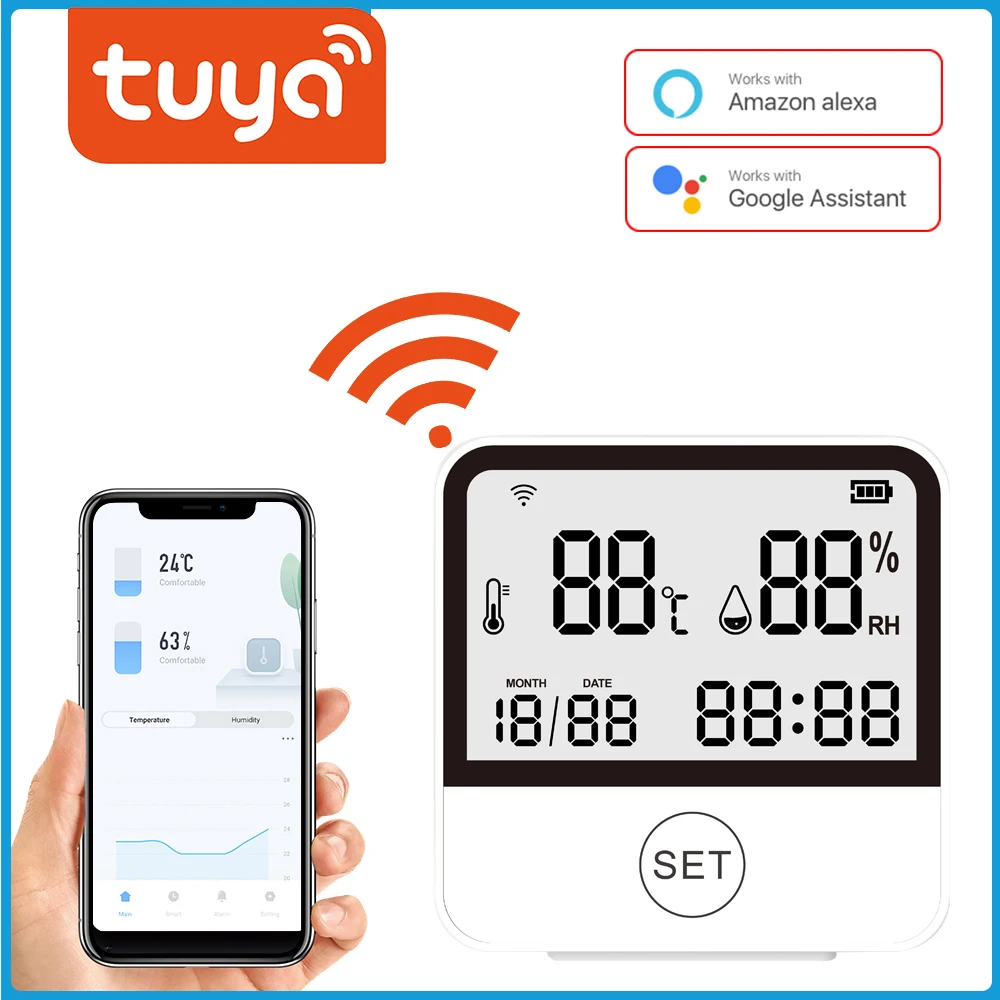 WiFi Smart Temperatur Feuchtigkeitssensor Innen Thermometer Hygrometer Kompatibel Mit Alexa Super Lange Reichweite 230ft 85907693