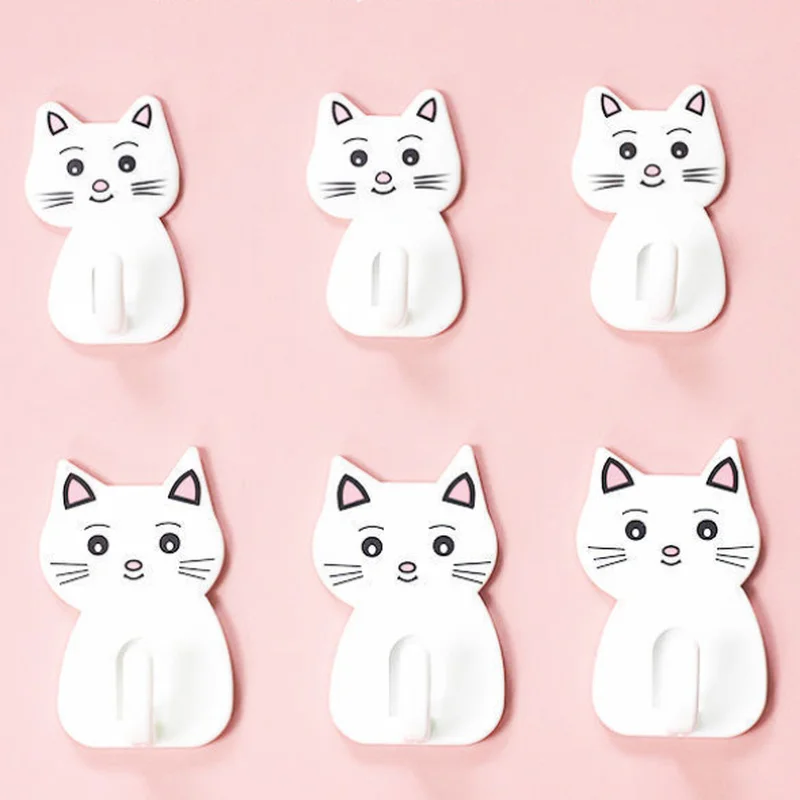 Cat Sticker Hook Waterproof Strong Adhesive Plastic Hooks for