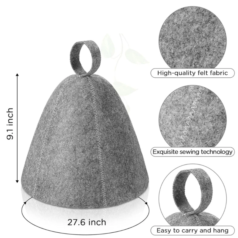 Shower Cap Sauna Hats Dry Hair Cap 2Pcs Anti Heat Sauna Hat Thicken Wool Felt Hair Turban Quickly Towel Drying Bathroom Accessories