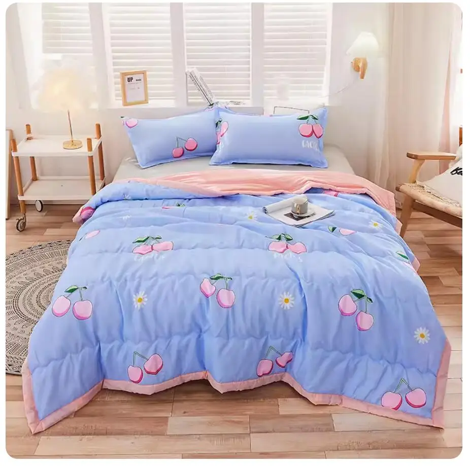 Summer Quilt Air-Conditioning Quilt Children and Adults Cartoon Quilt Cover Single Washable Bed Home Use 80x100cm