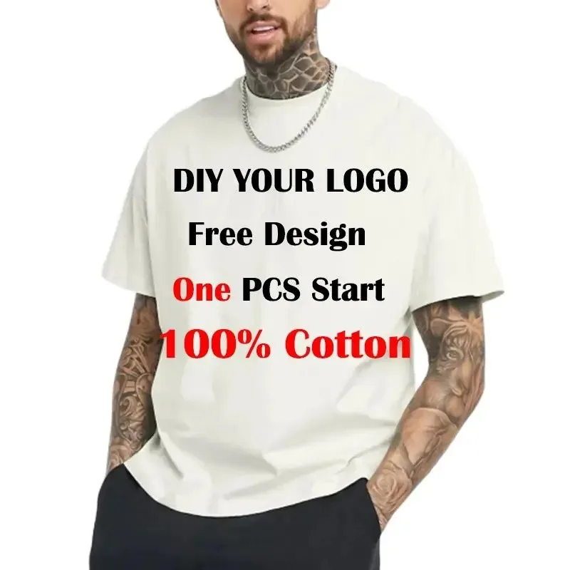 

Customized Printed Leisure T Shirt Tee DIY Your Own Design Like Photo Or Logo White T-shirt Fashion Custom Men's Tops Tshirt