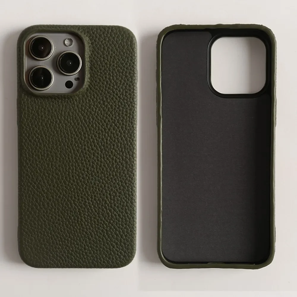 Luxury Full Grain Leather Shockproof Phone Case - Elegant Back Cover