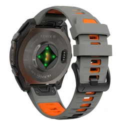 Premium Silicone QuickFit Watch Band for Fenix8 - Enhanced Comfort & Style (Dark Gray Orange)