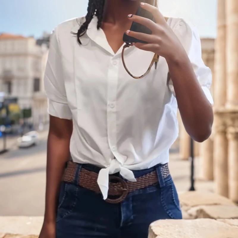 Camisa amarrada na online cintura