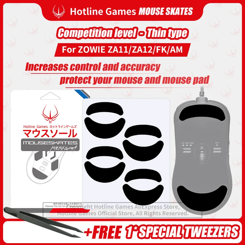 

4Sets Hotline Games 3.0 Mouse Skates Mouse Feet Replacement for Zowie ZA11,ZA12,FK2 Gaming Mouse,Smooth,Durable,Glide Feet Pads