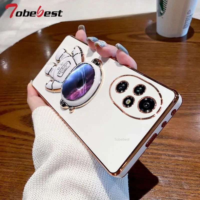 Astronaut Design Bracket Plating Phone Holder Silicone Case