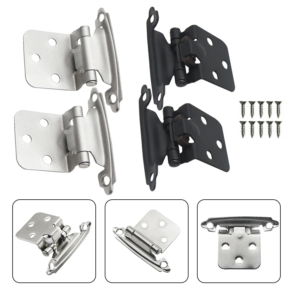 2Pcs Cabinet Hinges Self Closing Overlay Flush For Cupboard Drawer Cabinet Door Hinge Door Lock Furniture Hardware Accessories