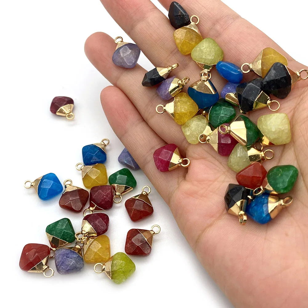 

Natural Stone Charms Diagonal Shaped Colored Pendants Jewelry Making DIY Necklaces Earrings Bracelets Agate Accessories