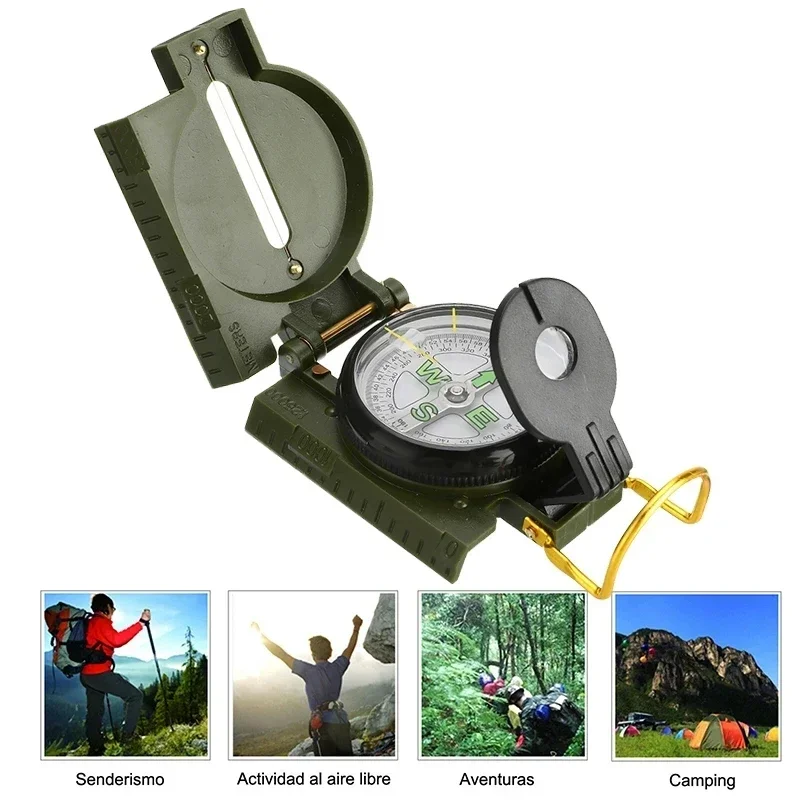 2023newPortable Compass  Outdoor Camping Folding Compass Green Hiking Survival Trip precision Navigation Expedition tool