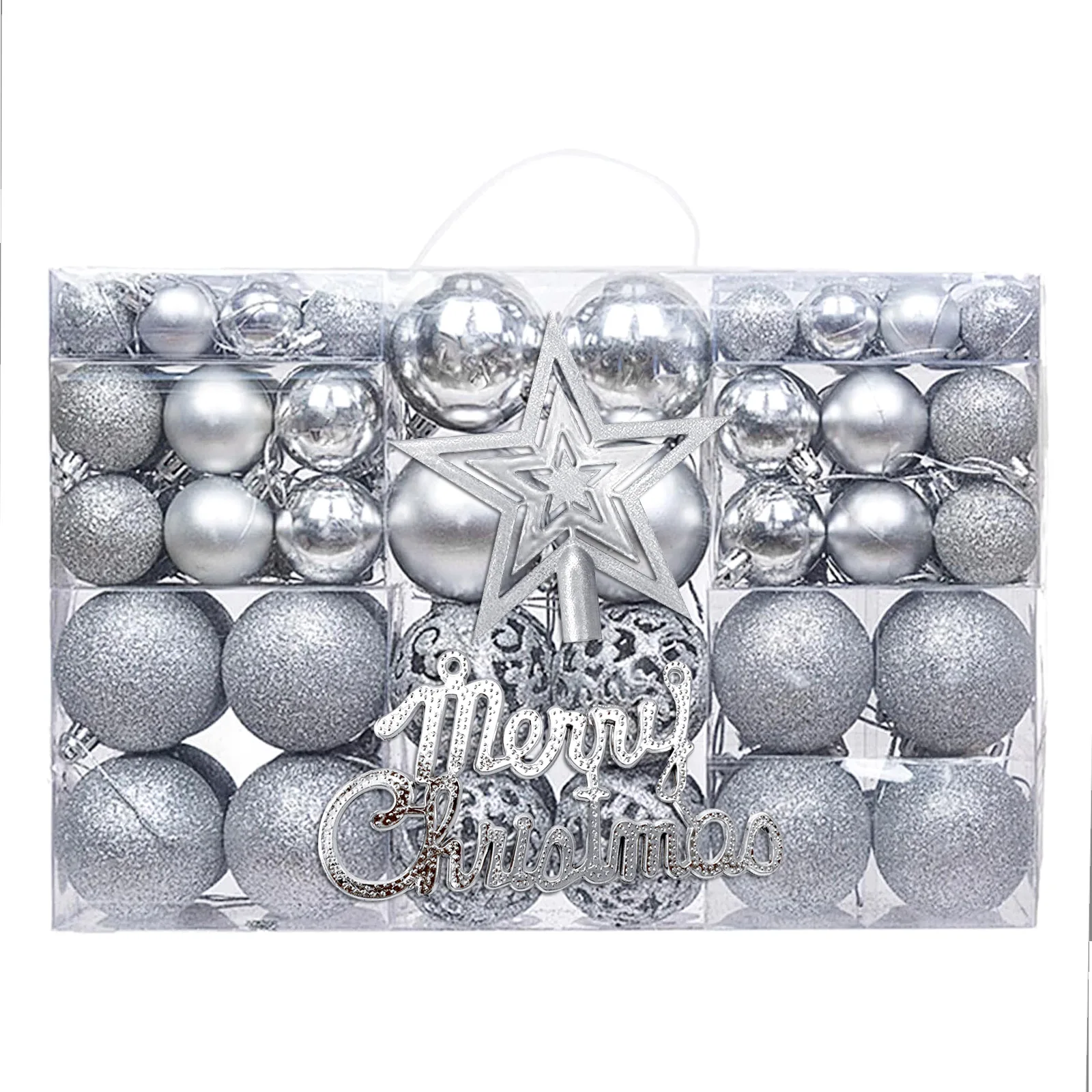 Christmas Tree Decorations 100 Plus Tree Top Star Letter Card Hollow Plastic Ball Christmas Ball Pendant for Wedding Chrismas