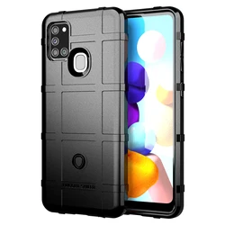 Ultra-Durable Soft Silicone Armor Shield Case - Matte Black for Galaxy A21s (Black)