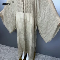 WINYI  high quality comfortable Women Soft Cardigan Loose Dress Party Boho Maxi beach Holiday Swimming Cover ups Africa Kimono - Image 3